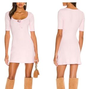 Lovers + Friends Jazlyn mini dress pink ribbed knit short sleeve size medium